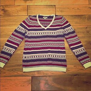 Colorful V-neck knit sweater size small